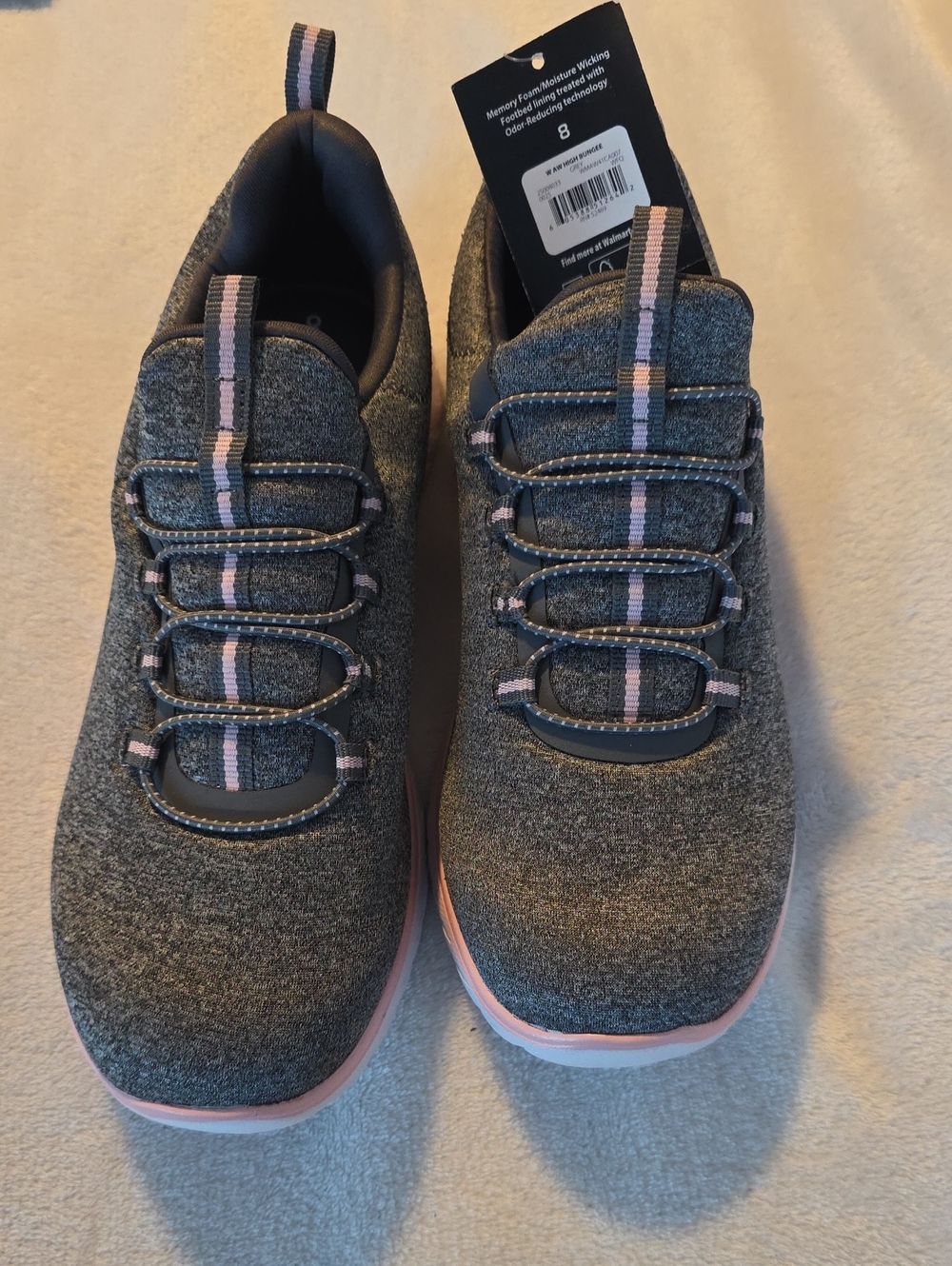 Athletic Works Women's Gray High Bungee Slip On Sneakers Size 8 NWT